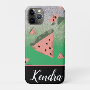 Capa Para iPhone 11 Pro Ilustração de Melancia de Verão com Brilho Padrão