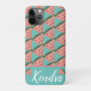 Capa Para iPhone 11 Pro Ilustração de Monograma de Melancia de Verão Padrã