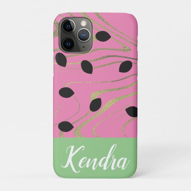 Capa Para iPhone 11 Pro Ilustração de Sementes de Melancia de Verão com Re (Verso)