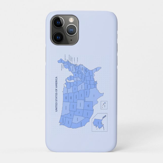 Capa Para iPhone 11 Pro Ilustração Mínima do Mapa dos Estados Unidos em Az (Verso)