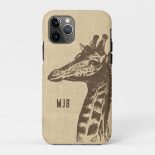 Capa Para iPhone 11 Pro Ilustração Vintage Giraffe Personalizada