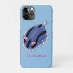 Capa Para iPhone 11 Pro Imagem de desenho animado azul-nudibranch bonito