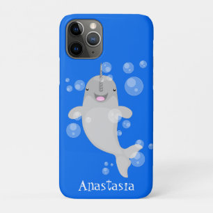 Capa Para iPhone 11 Pro Imagem de desenho animado de bolhas de narvais fel
