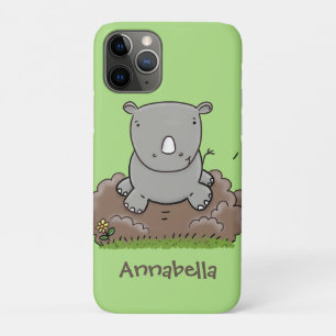 Capa Para iPhone 11 Pro Imagem de desenho animado do bebê rhino bonito