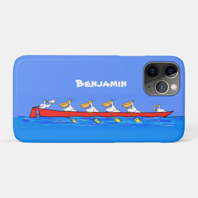 Capa Para iPhone 11 Pro Imagem engraçada de desenhos animados pelicanos (Verso (horizontal))