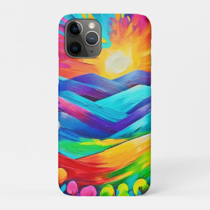Capa Para iPhone 11 Pro Impressão de Arte de Montanha Sunset vibrante