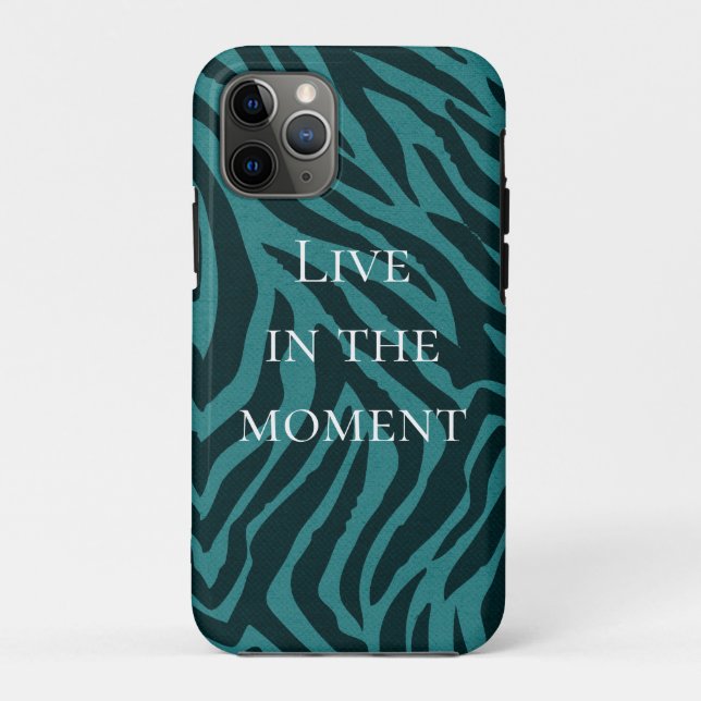 Capa Para iPhone 11 Pro Impressão em animais Teal Green Zebra (Verso)