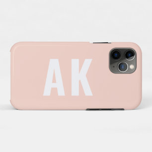 Capa Para iPhone 11 Pro Iniciais Simples em Negrito Monograma Rosa Esmagad