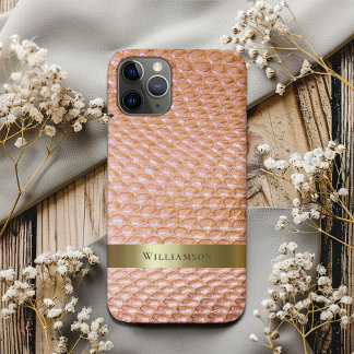 Capa Para iPhone 11 Pro Invólucro Dourado de couro digital