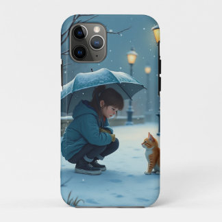 Capa Para iPhone 11 Pro iPhone / iPad case Girl and cat