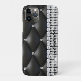 Capa Para iPhone 11 Pro iPhone / iPad, um monograma preto brilhante pratea
