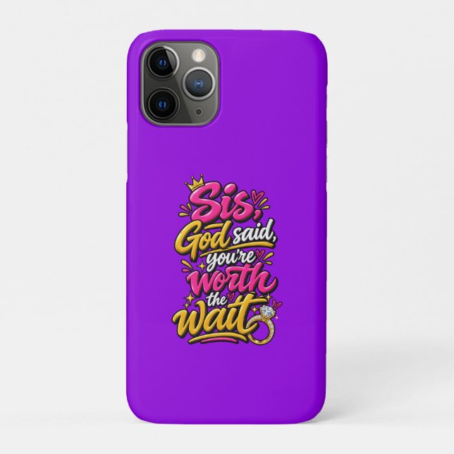 Capa Para iPhone 11 Pro Irmã, Deus disse que você vale a pena esperar (Verso)