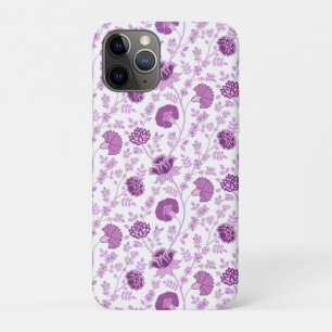 Capa Para iPhone 11 Pro Jacobean Floral Repetir Padrão Pinks em Branco