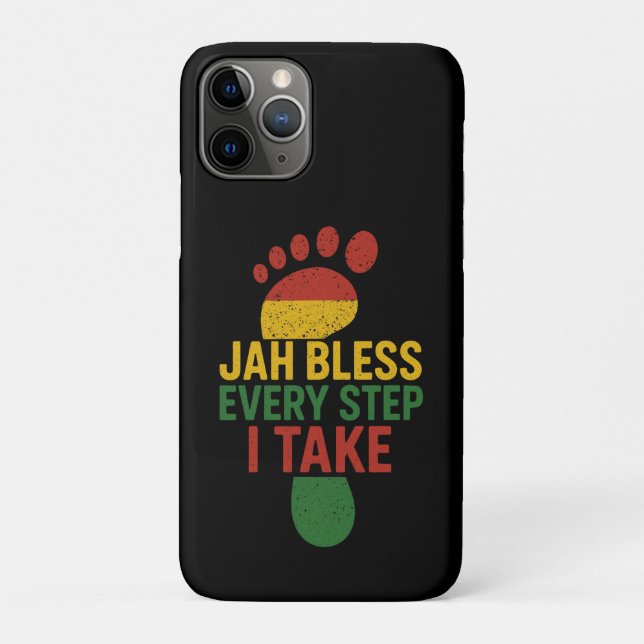 Capa Para iPhone 11 Pro Jah Bless Every Step I take Rasta (Verso)