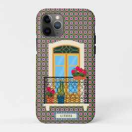 Capa Para iPhone 11 Pro Janela da casa de Lisboa com plantas e azulejos