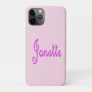 Capa Para iPhone 11 Pro "Janette" Rosa Dois Tons Nome Janette,