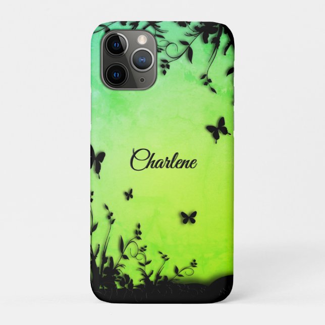 Capa Para iPhone 11 Pro Jardim da Borboleta limão Personalizado (Verso)