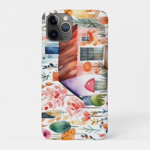 Capa Para iPhone 11 Pro Jardim de algodão, animais de campo floral
