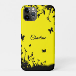 Capa Para iPhone 11 Pro Jardim de Borboleta Amarela Sunny Personalizado