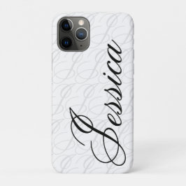Capa Para iPhone 11 Pro Jessica Custom Name Elegant Script Black White