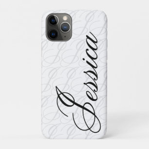 Capa Para iPhone 11 Pro Jessica Nome Personalizado Elegante Script Preto B