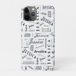 Capa Para iPhone 11 Pro Jessica Nome Personalizado Preto Branco