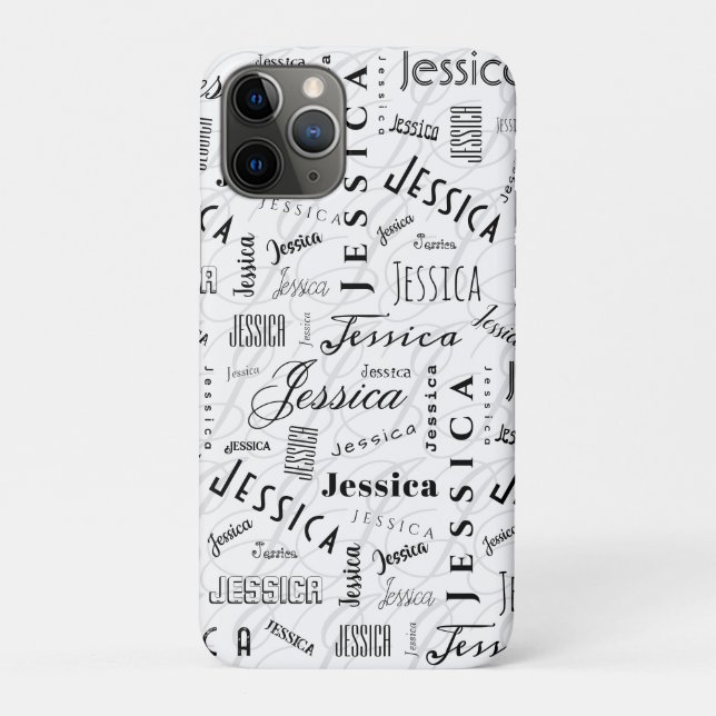 Capa Para iPhone 11 Pro Jessica Nome Personalizado Preto Branco (Verso)