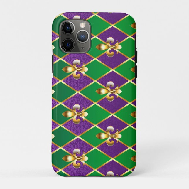 Capa Para iPhone 11 Pro Jewelry Background Mardi Gras (Verso)