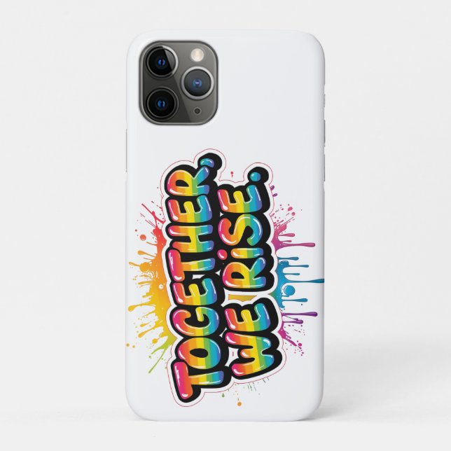 Capa Para iPhone 11 Pro Juntos Nós Subimos Design de Citação Arco-íris (Verso)