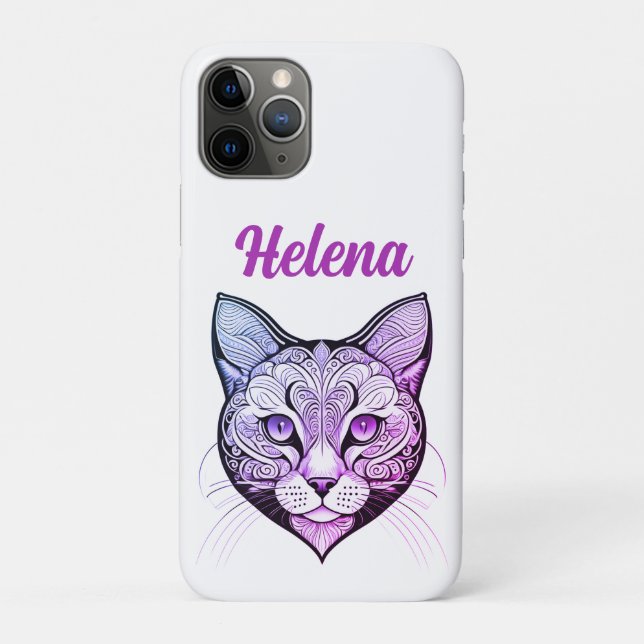 Capa Para iPhone 11 Pro Katzenkopf Farbverlauf blau-lila (Verso)