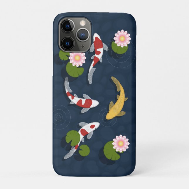 Capa Para iPhone 11 Pro Koi Fish Pond Japonês (Verso)