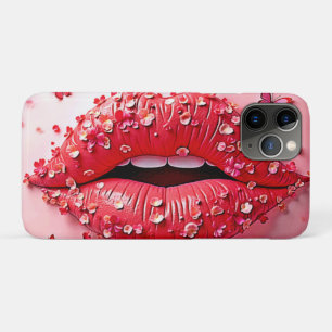 Capa Para iPhone 11 Pro Lábios Floridos: Beijo de Borboleta Floral