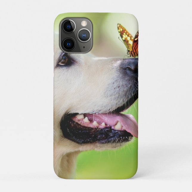 Capa Para iPhone 11 Pro Labrador And Butterfly Throw Pillow (Verso)