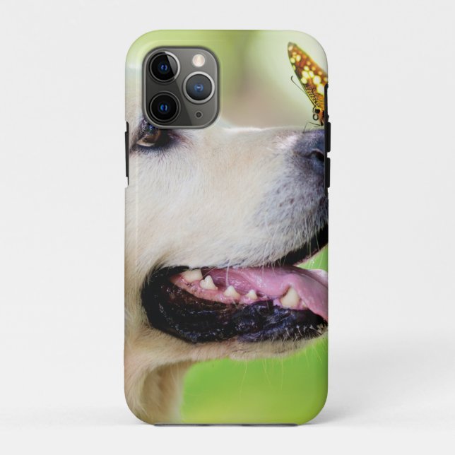 Capa Para iPhone 11 Pro Labrador And Butterfly Throw Pillow (Verso)