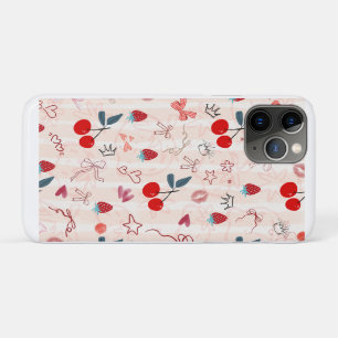 Capa Para iPhone 11 Pro Laços e Estrelas de Cereja Doce - Design Estético