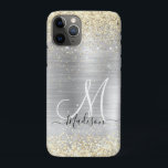 Capa Para iPhone 11 Pro Lâmina de ouro prateado com metal escovado chic<br><div class="desc">Cobrir do gabinete ipad do falso glitter de ouro prateado escovado chic. Adicione algum estilo ao seu escritório, mesa ou espaço pessoal com um nome personalizado Chic e na moda e capa de ipad monograma. personalize-o com um nome de script e um monograma. O acessório perfeito para uma moça ou...</div>