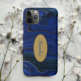 Capa Para iPhone 11 Pro Lapis Azul Ágata Espirais Personalizado