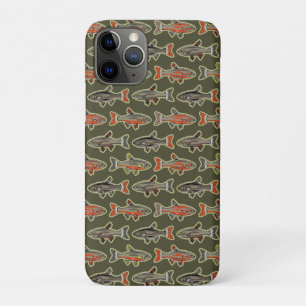Capa Para iPhone 11 Pro Laranja De Truta De Pesca, Cinzas, Verde - Peixe N