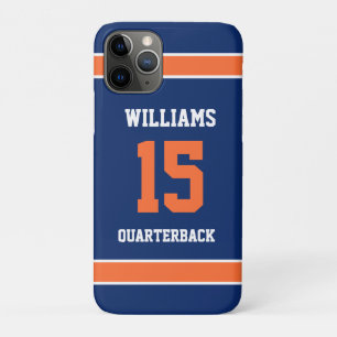 Capa Para iPhone 11 Pro Laranja e Azul Marinho
