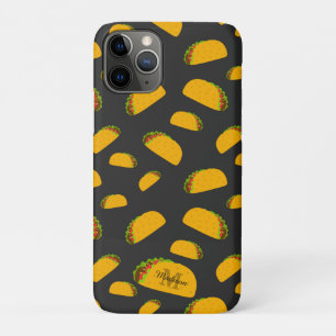Capa Para iPhone 11 Pro Legal e divertido padrão de tacos yumi Monograma