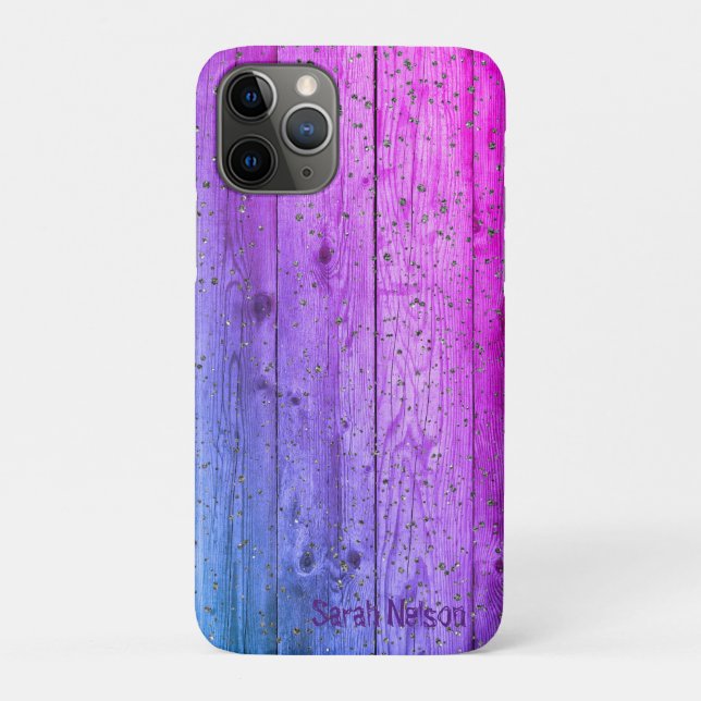 Capa Para iPhone 11 Pro Legal textura de madeira púrpura (Verso)