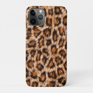 Capa Para iPhone 11 Pro Leopardo Jaguar Gato Padrão de Pelo Marrom