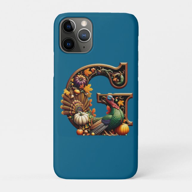 Capa Para iPhone 11 Pro Letra G estilo Dia de Ação de Graças  (Verso)