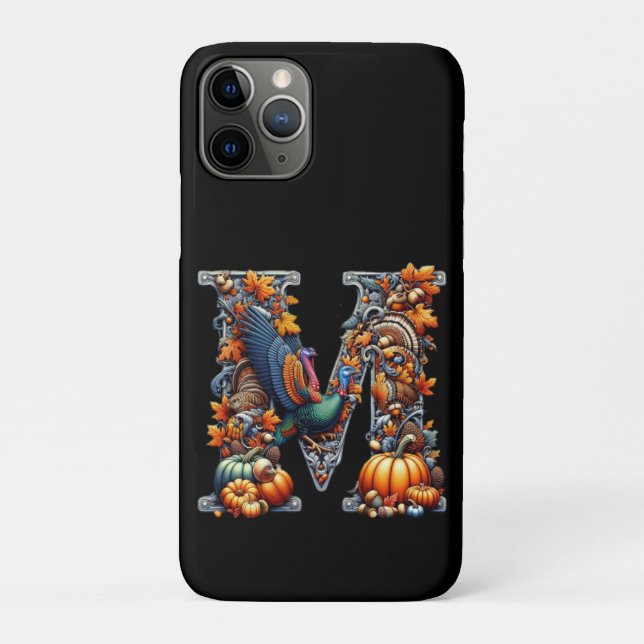 Capa Para iPhone 11 Pro Letra m no estilo Dia de Ação de Graças  (Verso)