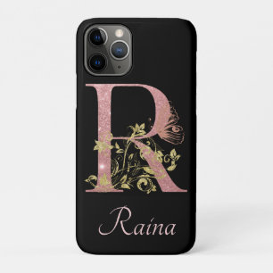 Capa Para iPhone 11 Pro Letra Minúscula Rosa rico R Personalizada