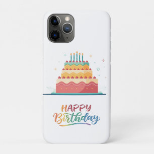 Capa Para iPhone 11 Pro Letras de Aniversário Feliz Coloridas para Celebra