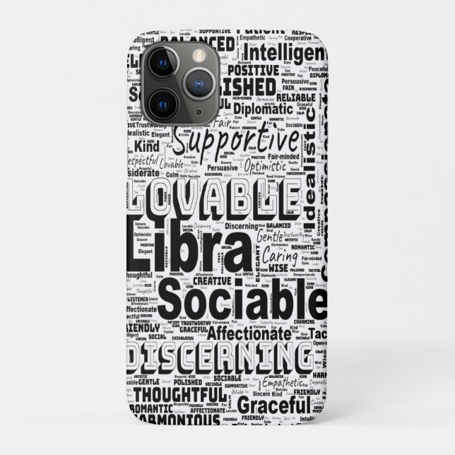 Capa Para iPhone 11 Pro Libra Zodiac Word Cloud Inspiração (Verso)