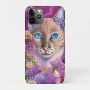 Capa Para iPhone 11 Pro Lilac Lynx aponta o gato siamês em roxo