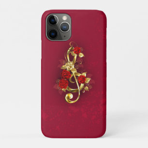 Capa Para iPhone 11 Pro Limpeza de ouro com Flores Rosa