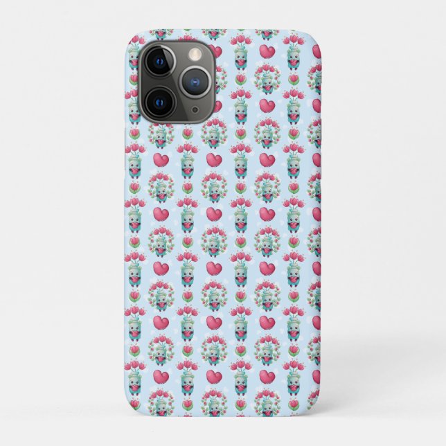 Capa Para iPhone 11 Pro Linda Floral Mason Jar Hearts Pattern (Verso)